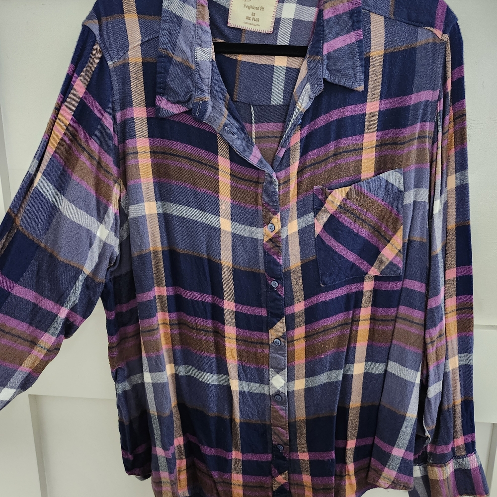 Arizona Jean Company Plaid Shirt in Blue and Pink